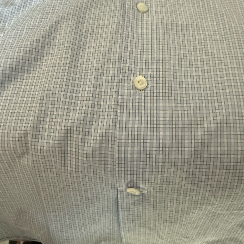 Lanvin Light Blue Checkered Button Down Shirt 17.… - image 4